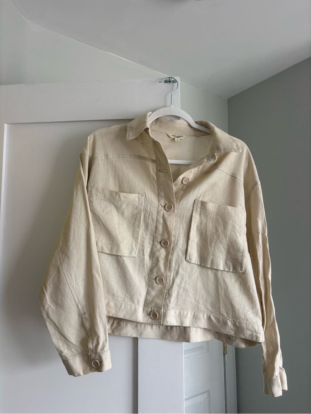 Max studio Cream Button-Front Lightweight Jacket